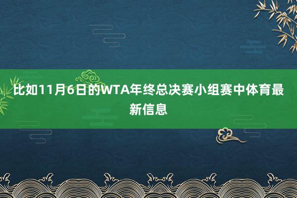 比如11月6日的WTA年终总决赛小组赛中体育最新信息