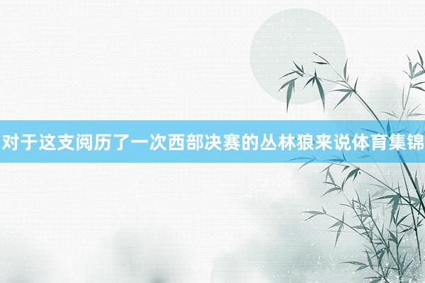 对于这支阅历了一次西部决赛的丛林狼来说体育集锦