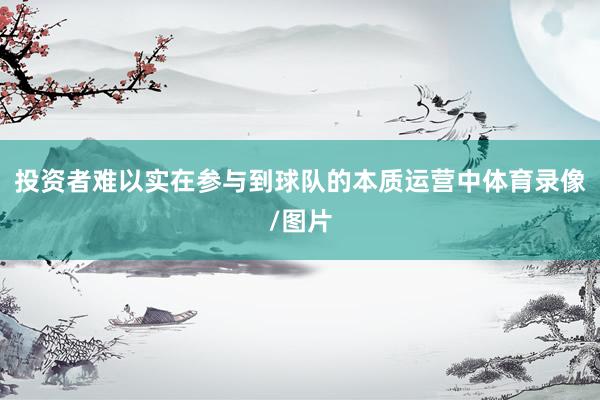 投资者难以实在参与到球队的本质运营中体育录像/图片