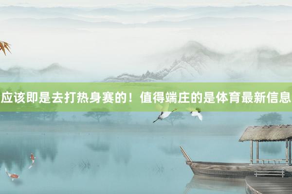 应该即是去打热身赛的!值得端庄的是体育最新信息