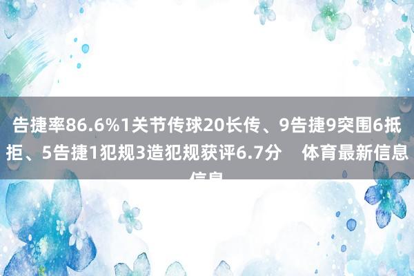 告捷率86.6%1关节传球20长传、9告捷9突围6抵拒、5告捷1犯规3造犯规获评6.7分    体育最新信息