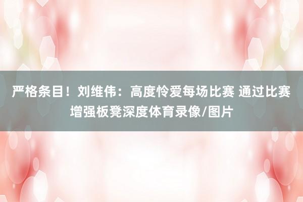 严格条目！刘维伟：高度怜爱每场比赛 通过比赛增强板凳深度体育录像/图片