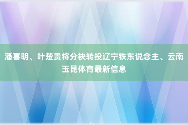 潘喜明、叶楚贵将分袂转投辽宁铁东说念主、云南玉昆体育最新信息