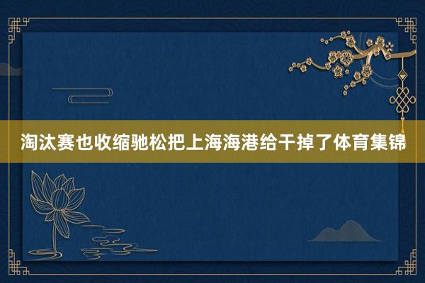 淘汰赛也收缩驰松把上海海港给干掉了体育集锦