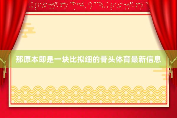 那原本即是一块比拟细的骨头体育最新信息