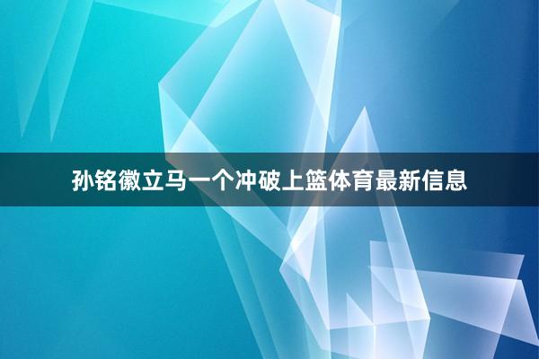 孙铭徽立马一个冲破上篮体育最新信息