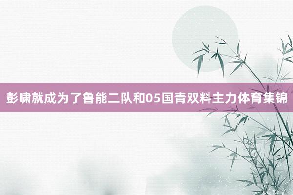 彭啸就成为了鲁能二队和05国青双料主力体育集锦