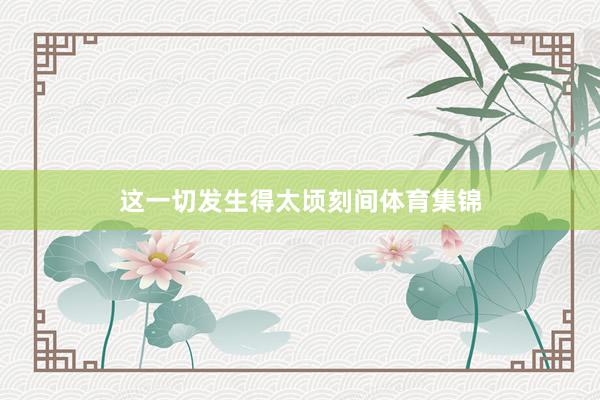 这一切发生得太顷刻间体育集锦
