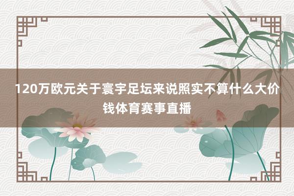 120万欧元关于寰宇足坛来说照实不算什么大价钱体育赛事直播