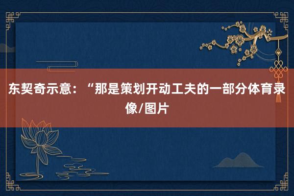 东契奇示意：“那是策划开动工夫的一部分体育录像/图片